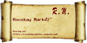 Rocskay Markó névjegykártya